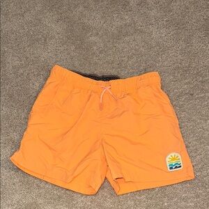 Kids Orange Swim Shorts with Sun & Wave Patch
